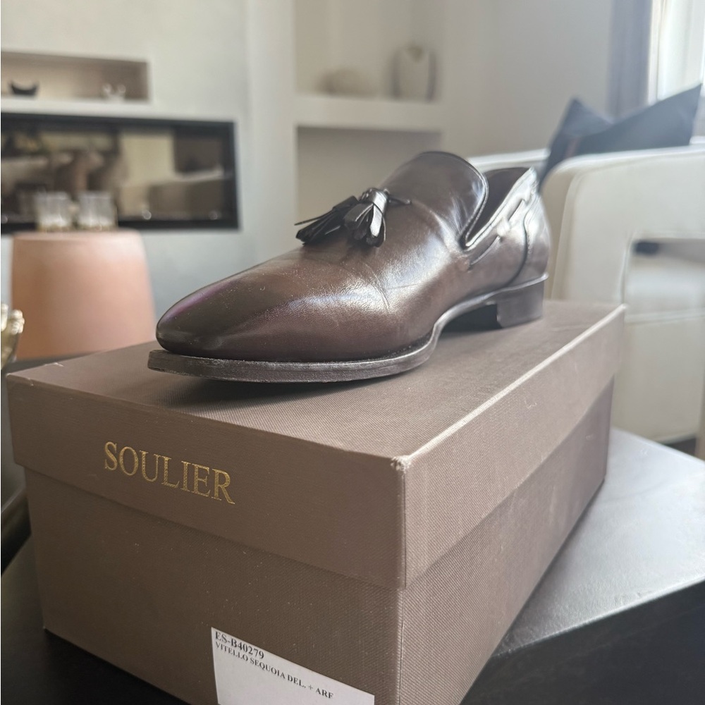 Dark Brown Leather Tassel Loafers
